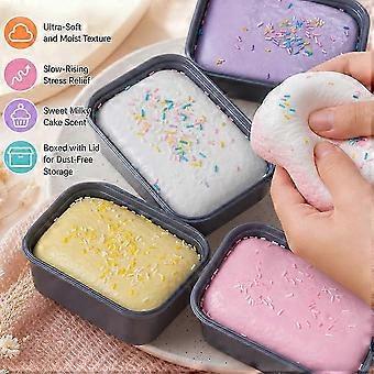 Brinquedo macio de crescimento lento, formato de pão de forma cremoso com design realista de cobertura açucarada, ideal para crianças e adultos, perfeito para brincar na mesa ou como lembrancinha de festa.