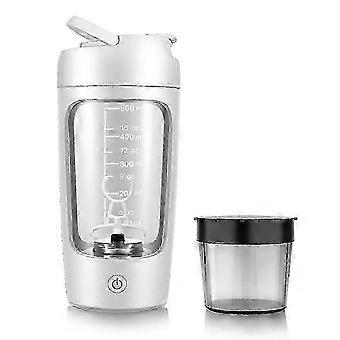 Portable Electric Protein Shaker Bottle, Pearl White, with Powder Box — Ideal for Workout & Muscle Care