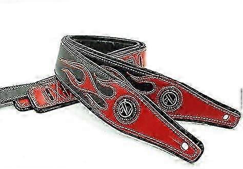 Leather Fire Pattern Electric Guitar Strap with Padded Shoulders, 6.5cm Width, A
