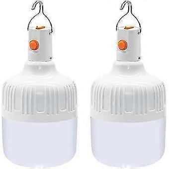 Ledeak 2 Pcs Camping Light, LED USB Rechargeable Camping Lantern Battery Powered Outdoor Tent Lamp with Hanging Hook, Dimmable 3 Modes Porta01 Edition