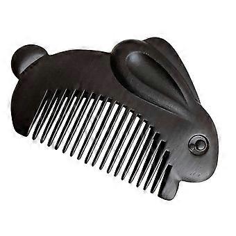 Portable Small Comb Wooden Comb for Hair Care Black Rabbit Design