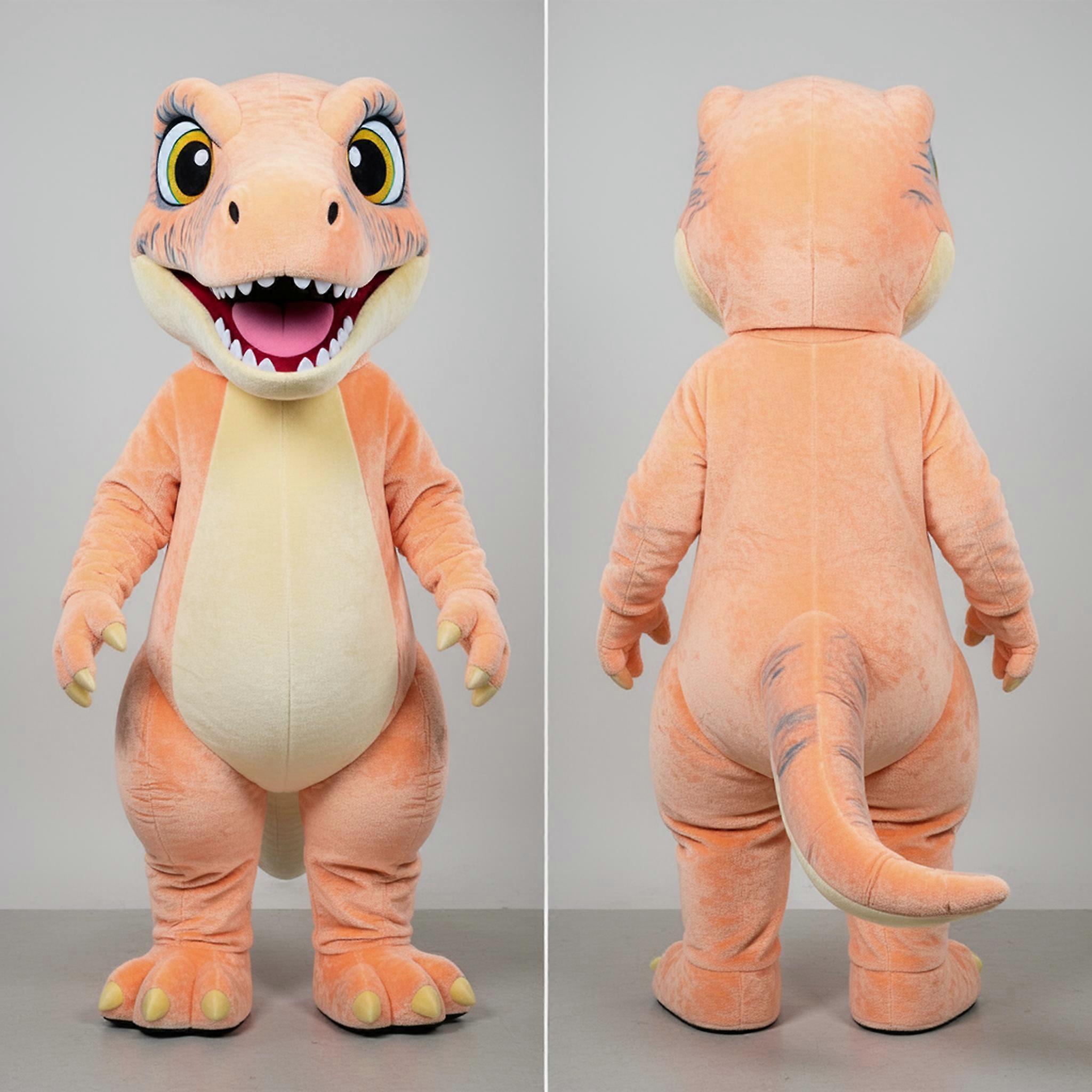 MASTICOT Peach Cartoon Velociraptor Mascot