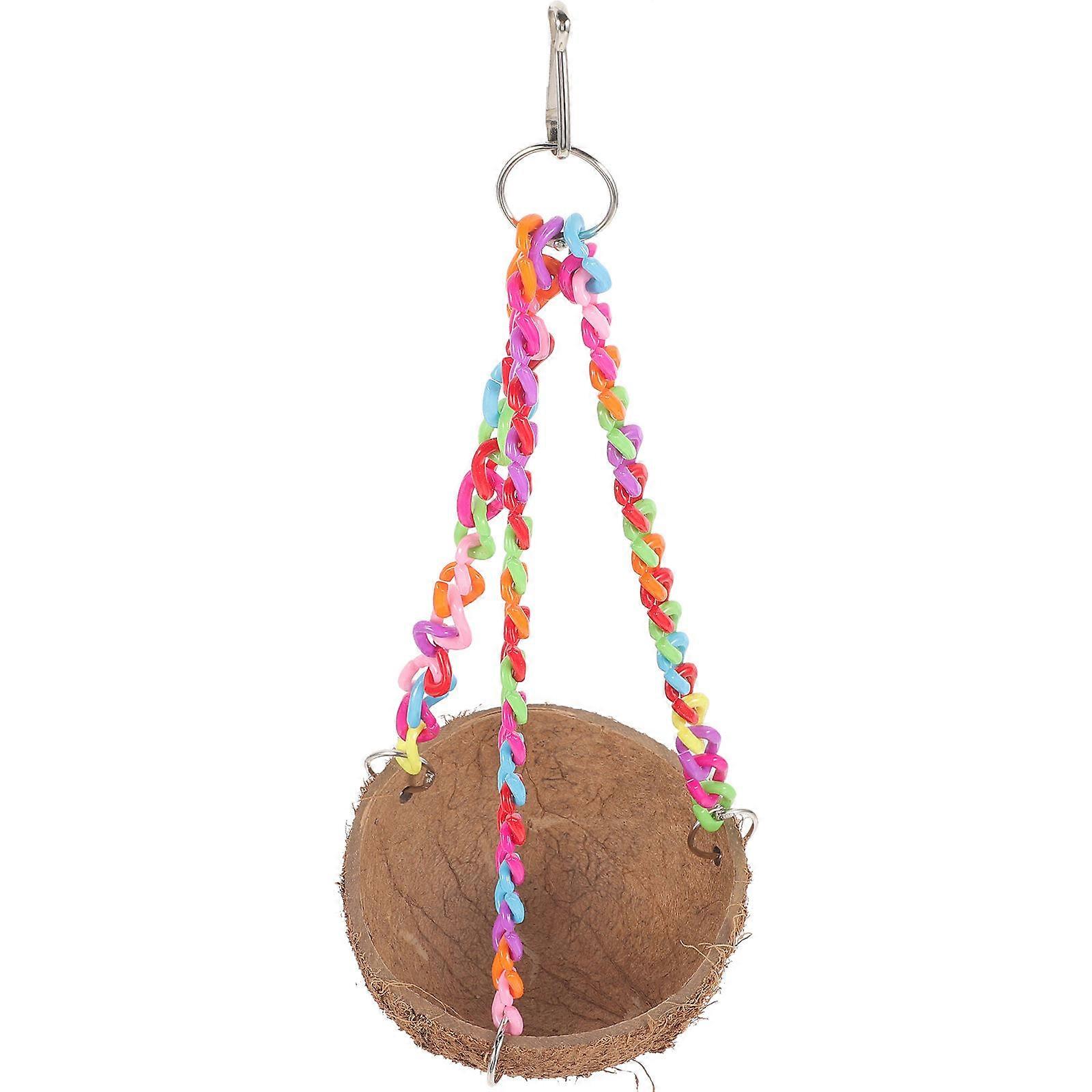 Natural Coconuts Shell Parrot Hammock Swing Toy for Bird Use
