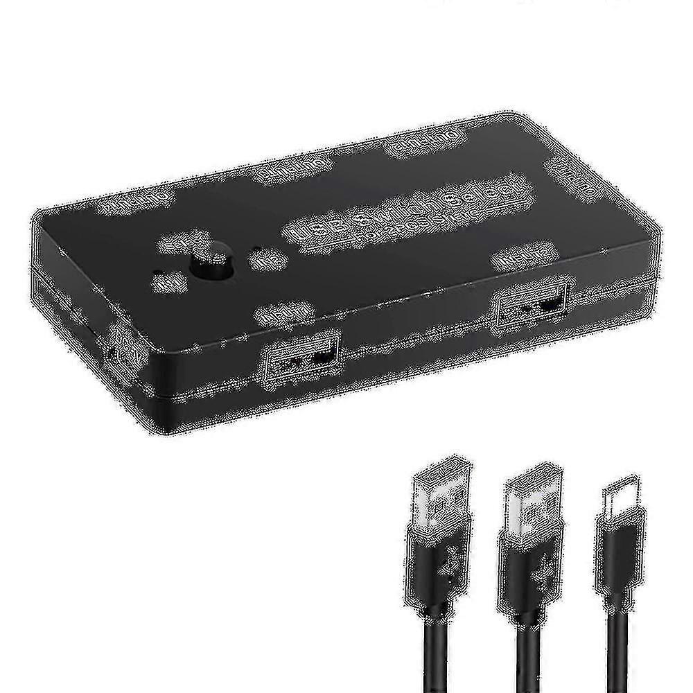 Usb Switch 2 Computer Sharing 4 Usb Devices, Usb Kvm Switcher Selector With One Button Swapping, 4