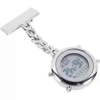 Orologio digitale elettronico da polso in lega, modello "fob", color argento, ideale per infermieri.