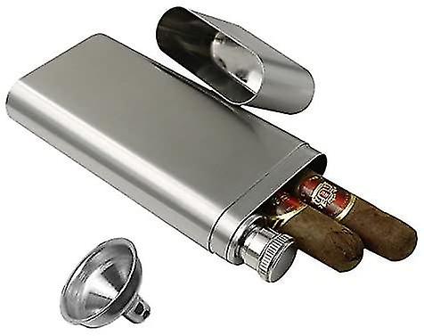 Zigarrenrohr mit Flask, Case Travel Zigarre Edelstahl Case Cigar Man Flask Zigarre
