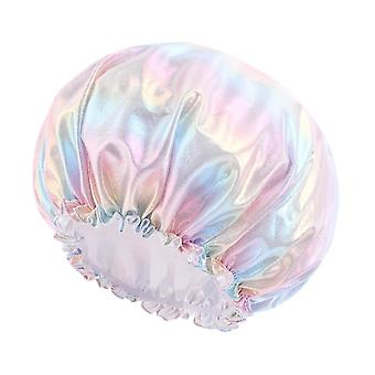 Veeki 5 Pack Silk Bonnets for Curly Hair, Satin Bonnets for Women Colorful Printing Sleep cap Elastic Wide Band Hat Shower Caps with Premium Elastic B