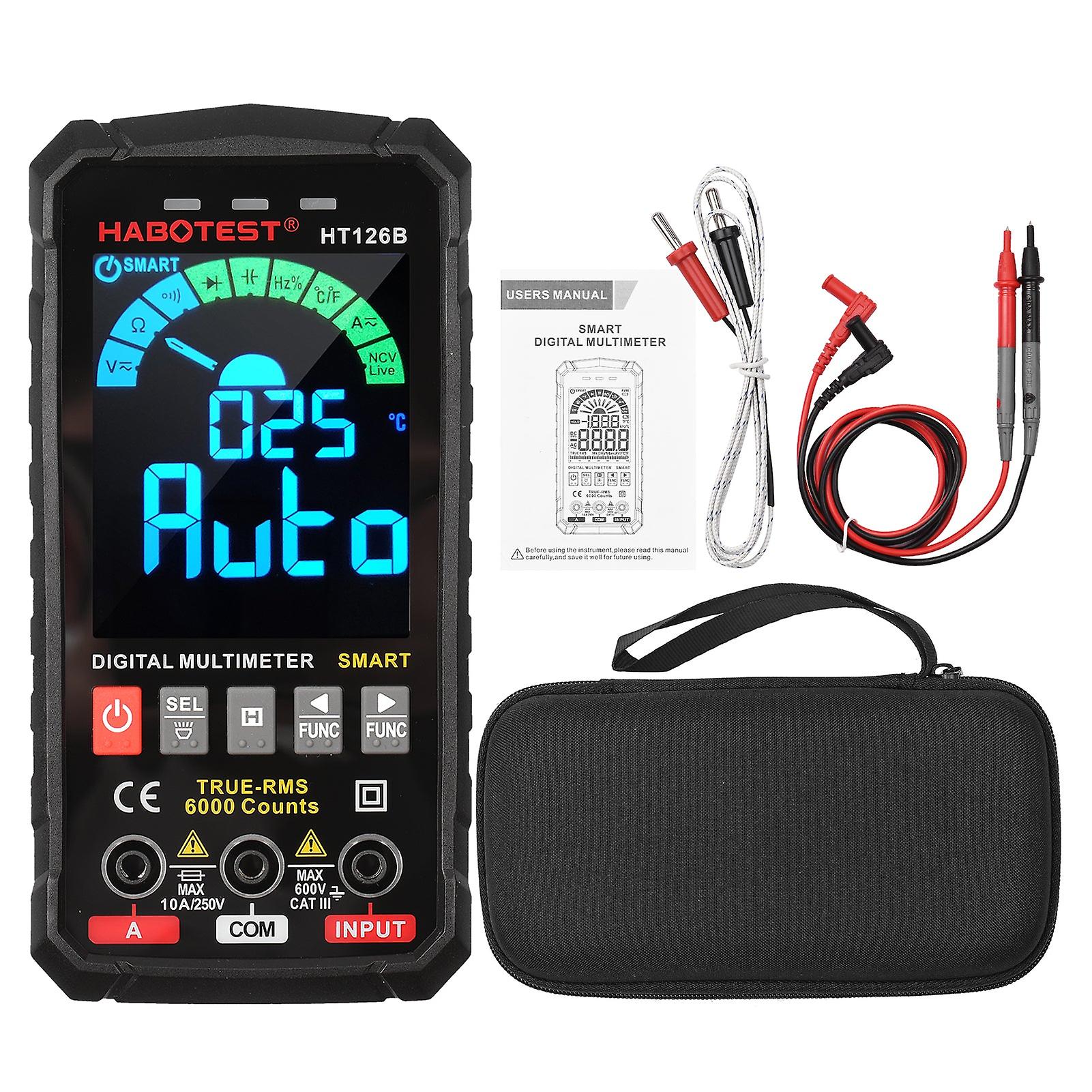 Habotest Ht126b Smart Digital Multimeter 6000 Counts True Rms Auto-ranging Va Color Screen Electrical Tester Voltmeter Ammeter