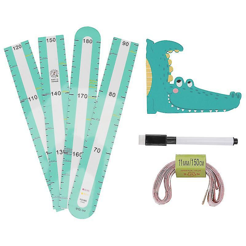 19.5X15.2cm Green Rulers 1 Set Animals Pattern Height Chart Wall Sticker 3d Removable Height Gauge D