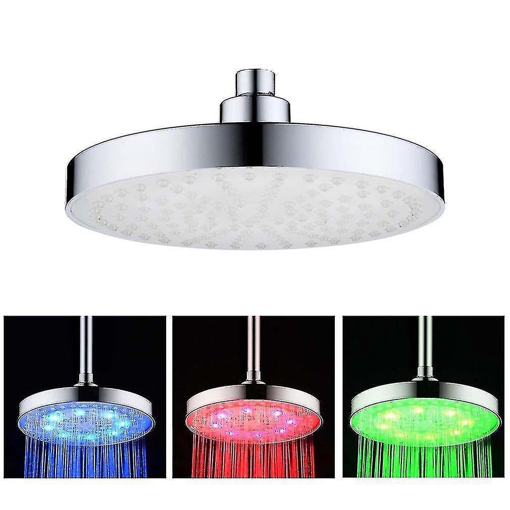 Three Colors Lights Top Spray Abs Round Led Top Spray Temperature Control