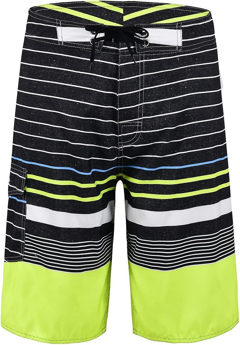 Men's Swim Trunks Quick Dry Board Shorts Colorful Stripe Swimming Shorts With Pockets