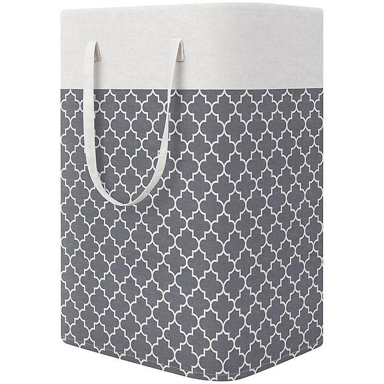 Collapsible Waterproof Laundry Hamper Storage Basket Gray Printed 40*30*62cm