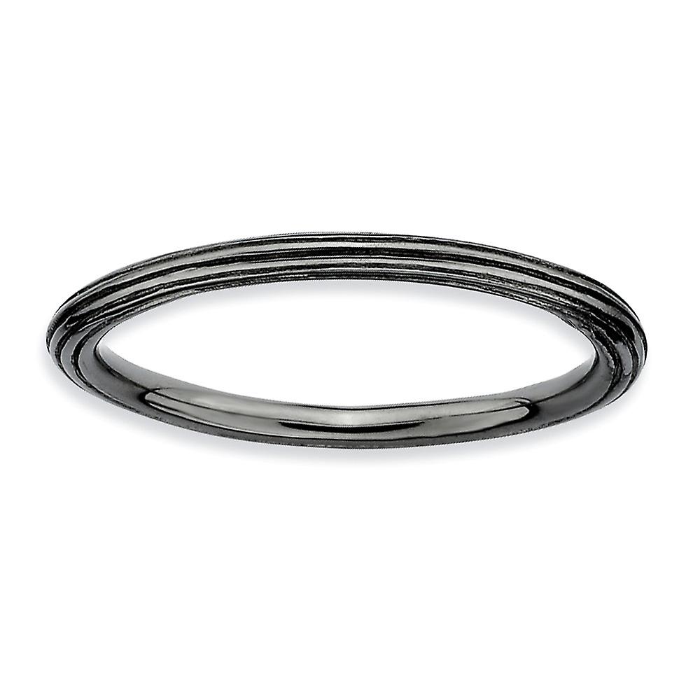 925 Sterling Silver Polished Patterned Ruthenium plating Stackable Black Plated Step down Ring-Stackable-Ring for Women