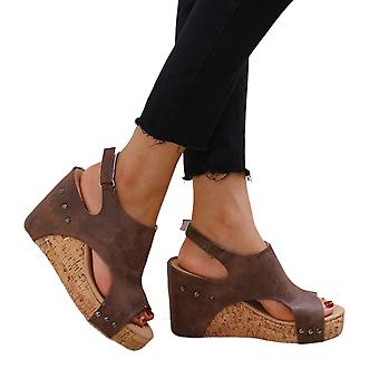 Damen Slope Heeled Sandalen Lässige Fischmaulsandalen mit offener Zehe für den Außenbereich