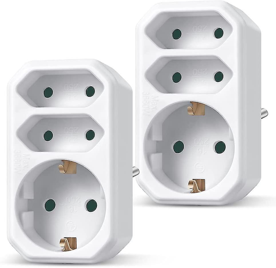 1 Compartment Socket Adapter, Socket With Switch, 2 Pieces, 1x, 16a\\/250v\\/max