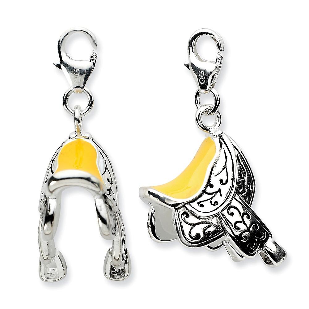 925 Sterling Silver Polished Oxidized Fancy Lobster Closure 3 d Enameled Saddlew-Lobster Clasp Charm 30x15mm Pendant Nec