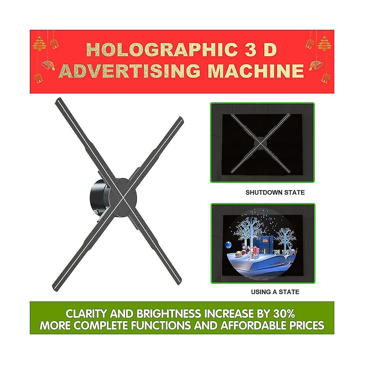 3d Hologram Projector Wifi App Control Led Display Sign Logo Hologram Fan Wall Mounted Advertising Machine Eu Plug
