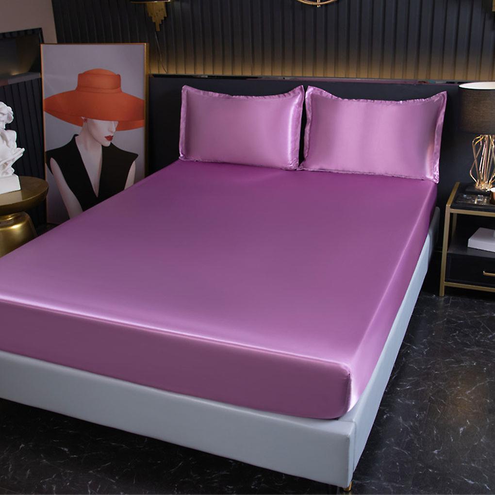 Solid Color Satin Sheets Breathable Machine Washable Comfortable Satin Flat Sheet Durable Waterproof