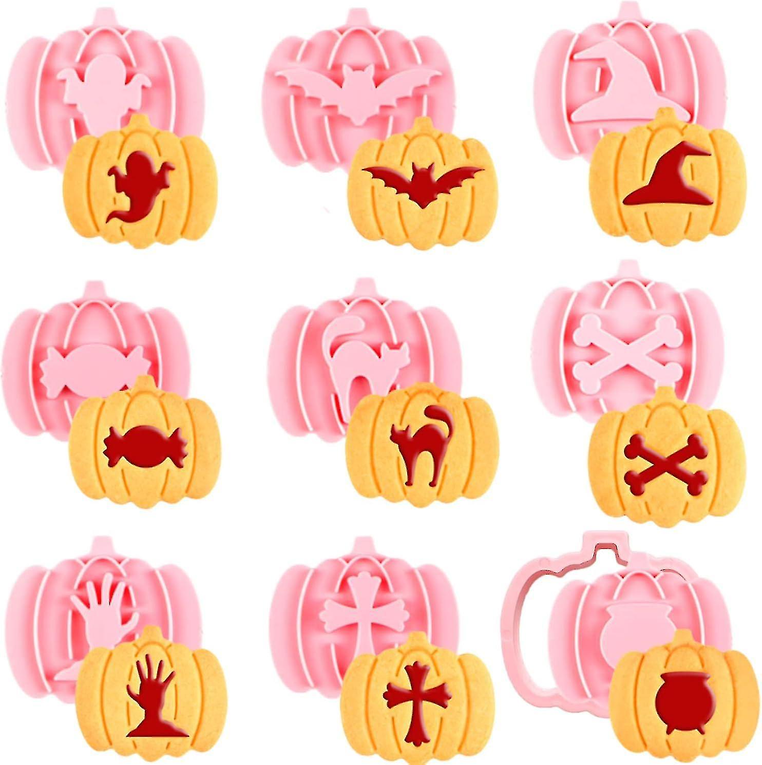 Halloween Cookie Cutters - 9 Pieces Pumpkin Shaped Plastic Set