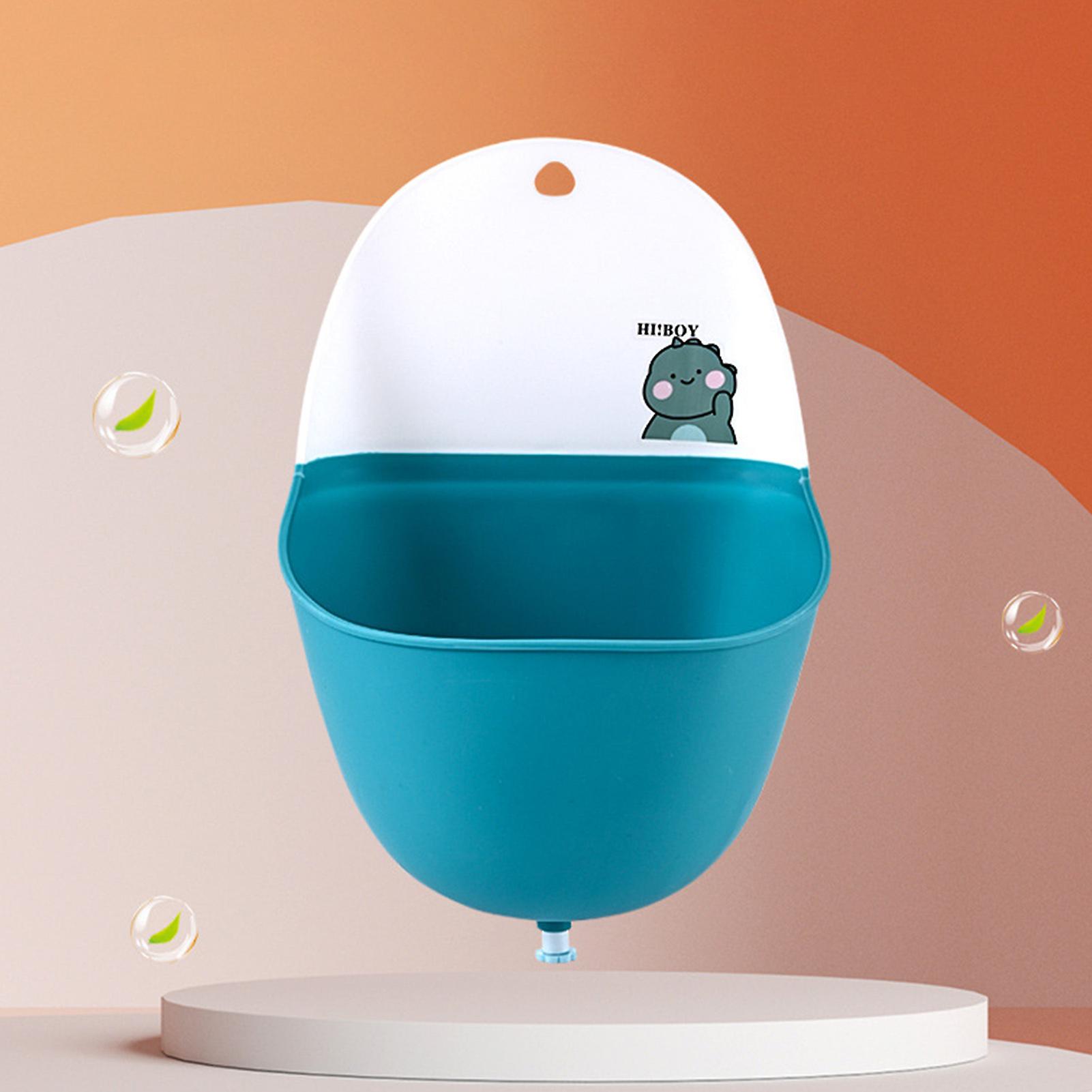 Baby Urinal Lightweight Portable Foldable Practical Capacity PP TPR Cartoon Style Potty Training Urinal for Boys Green Dinosaur (with Hooks Water Plu