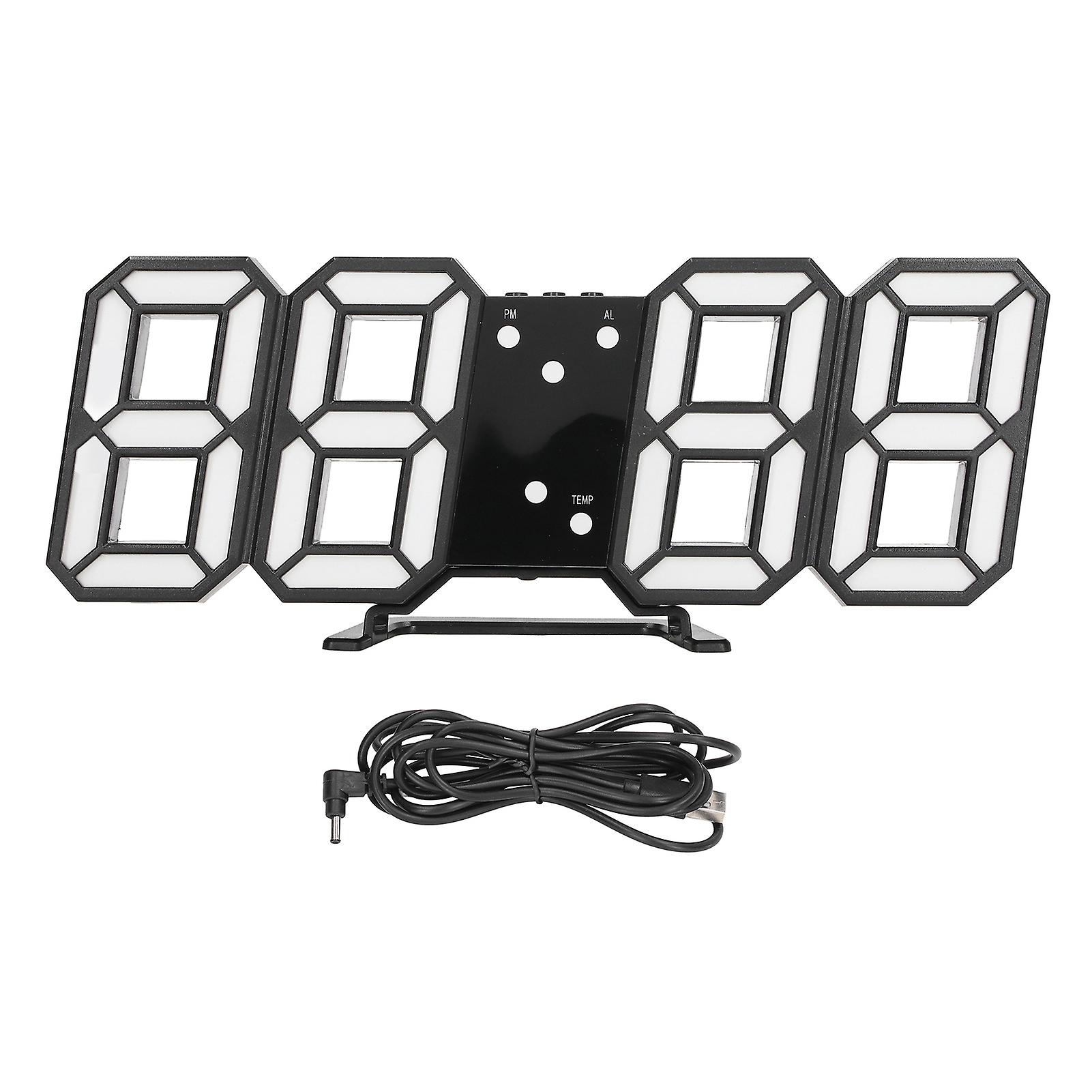 3D LED Digital Clock Intelligent Voice Control Time Date Temperature Display Automatic Brightness Adjustment Clock Black Shell Red Letters