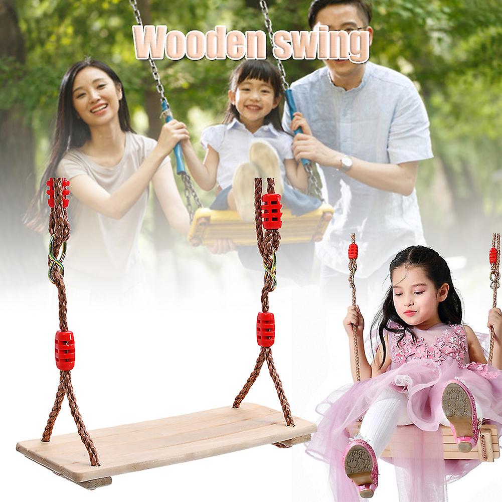 A set Wooden swing,Nostalgic Children Adult Wooden Hanging Swings Seat with Height Adjustable Rope Per Side
