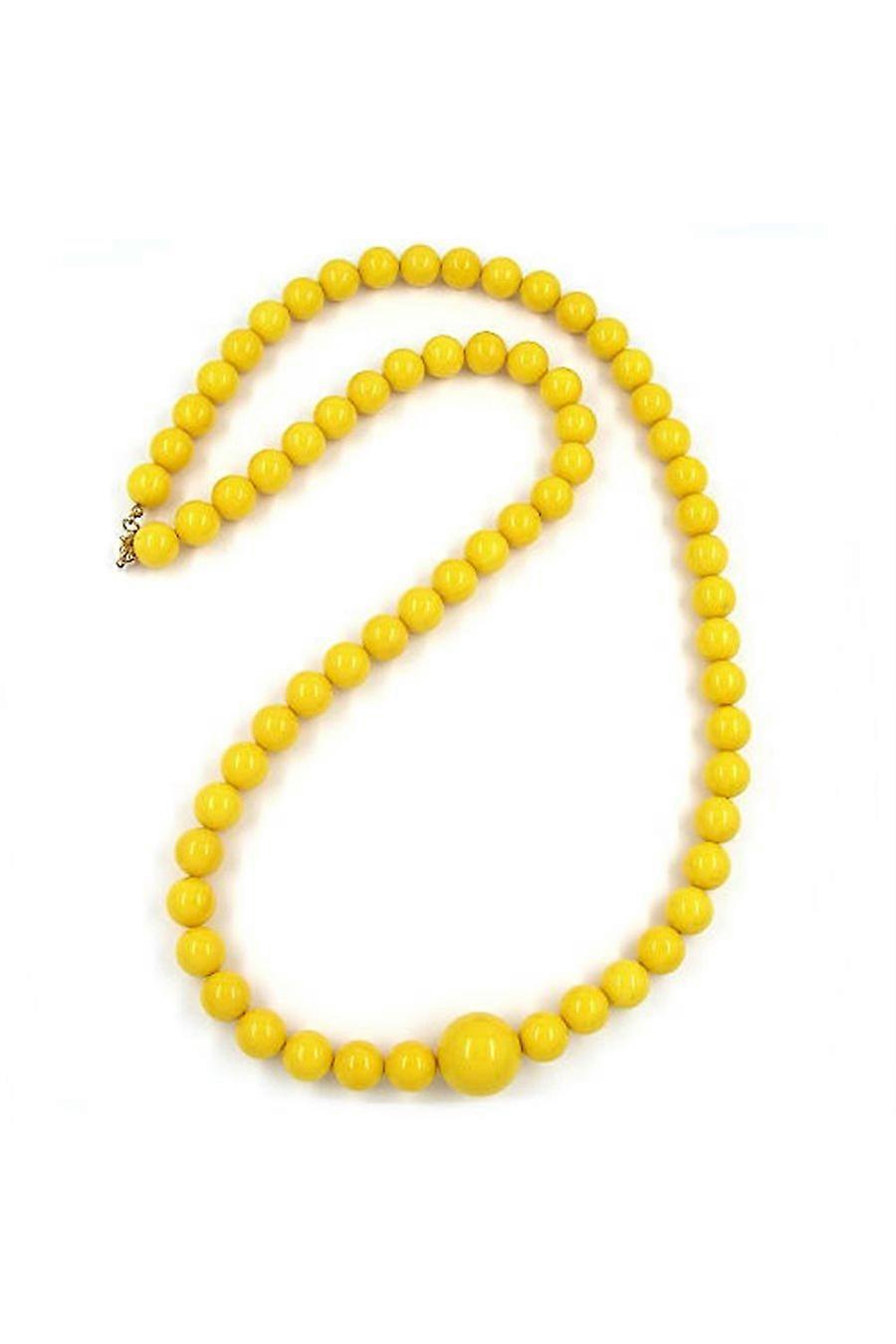Necklace Beads 12mm Yellow Shiny 80cm - Gl05721