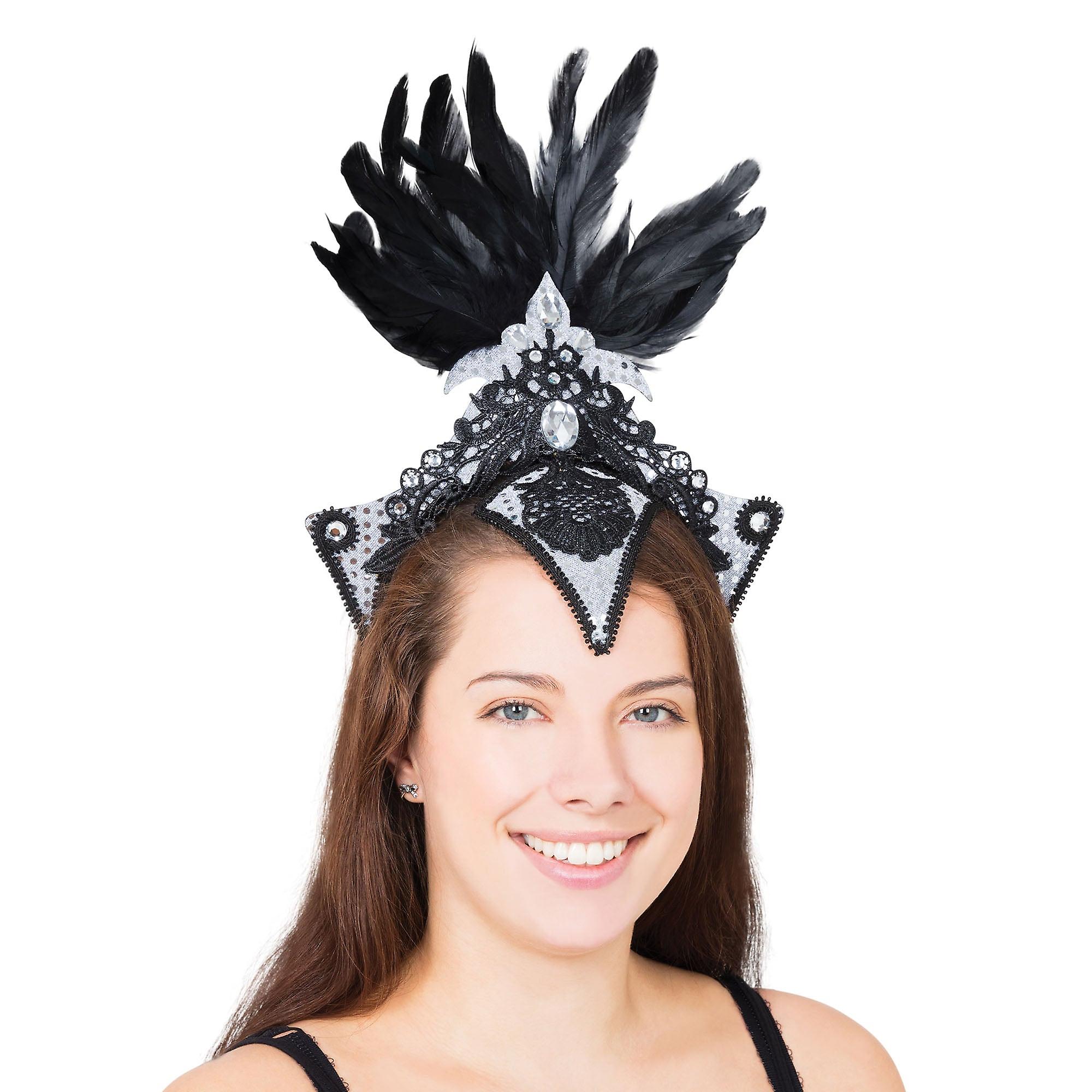 Burlesque Headpiece Silver Black Ba2125