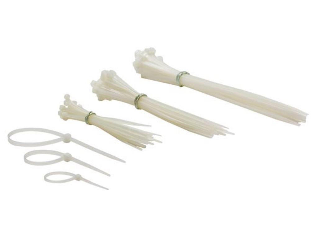 Nylon Cable Tie Set - Multiple Sizes - White (75 PCS)