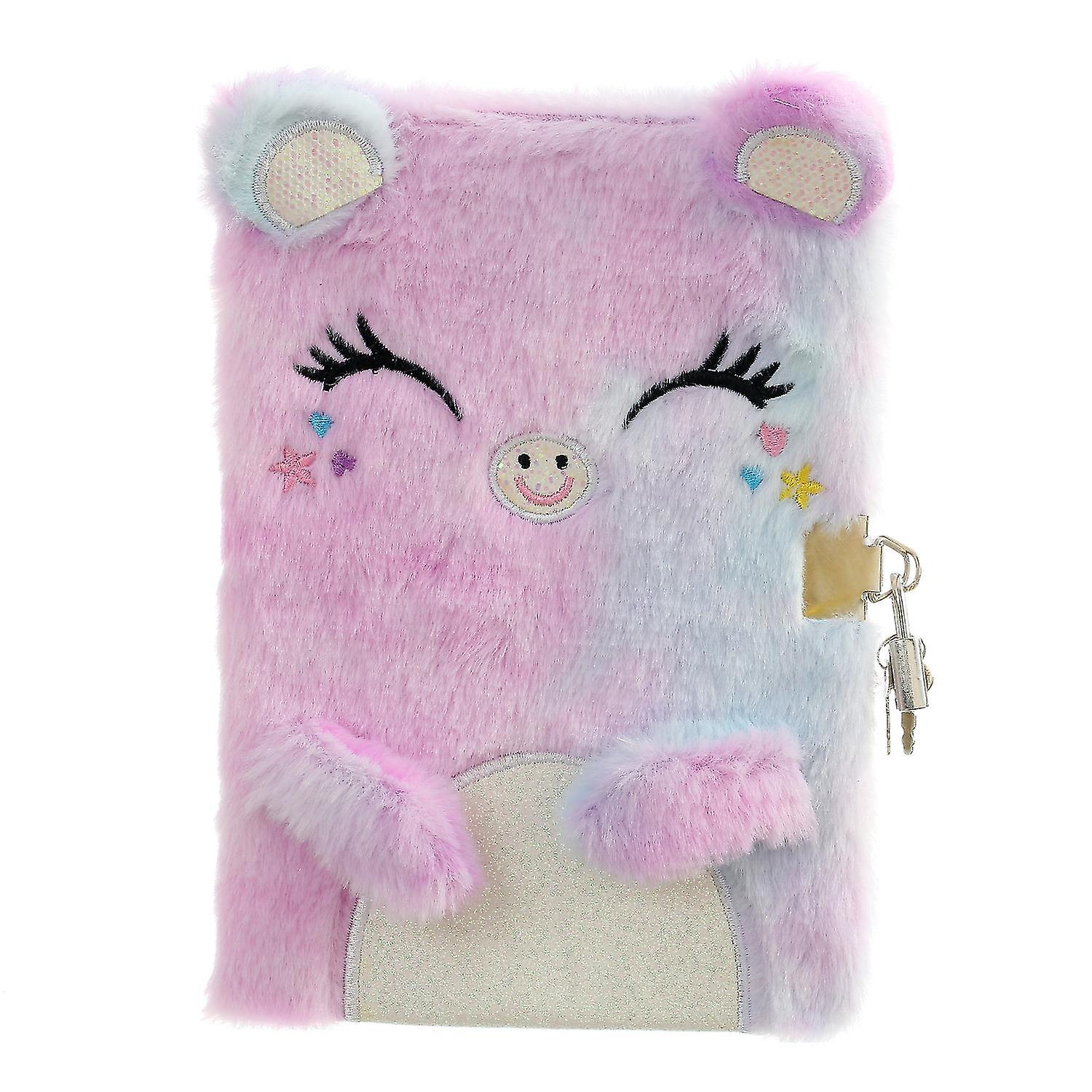 Girls Notebook Diary With Lock And Keys Cute Plush Cat Journal Notebook
