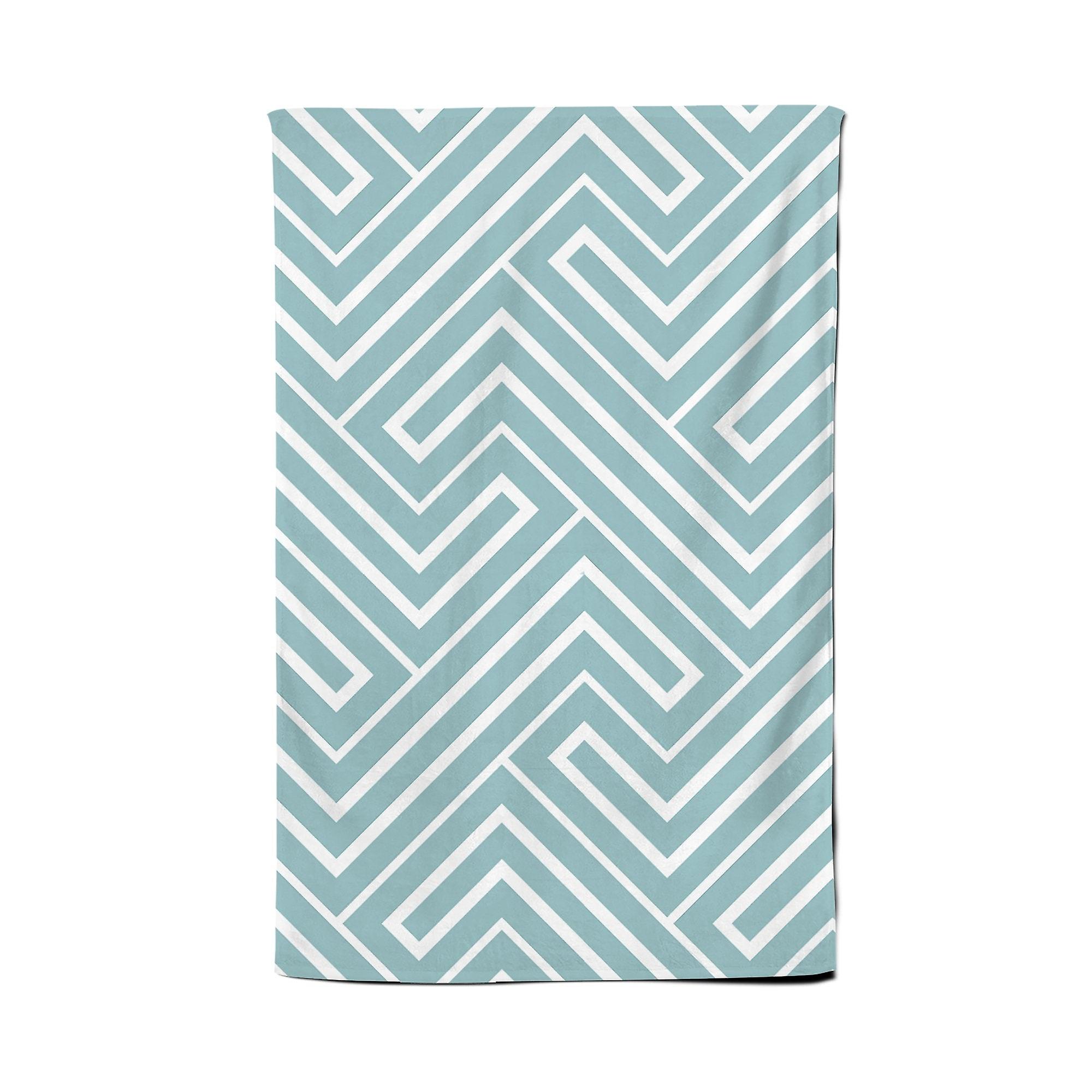 Blue And White Geometric Pattern Tea Towel