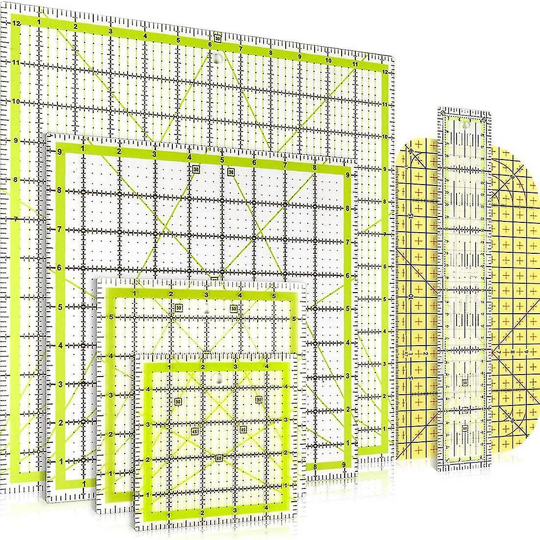 6 Pack Quilting Ruler Square Acrylic Quilting Ruler Fabric Cutting Ruler Clear Marker Acrylic