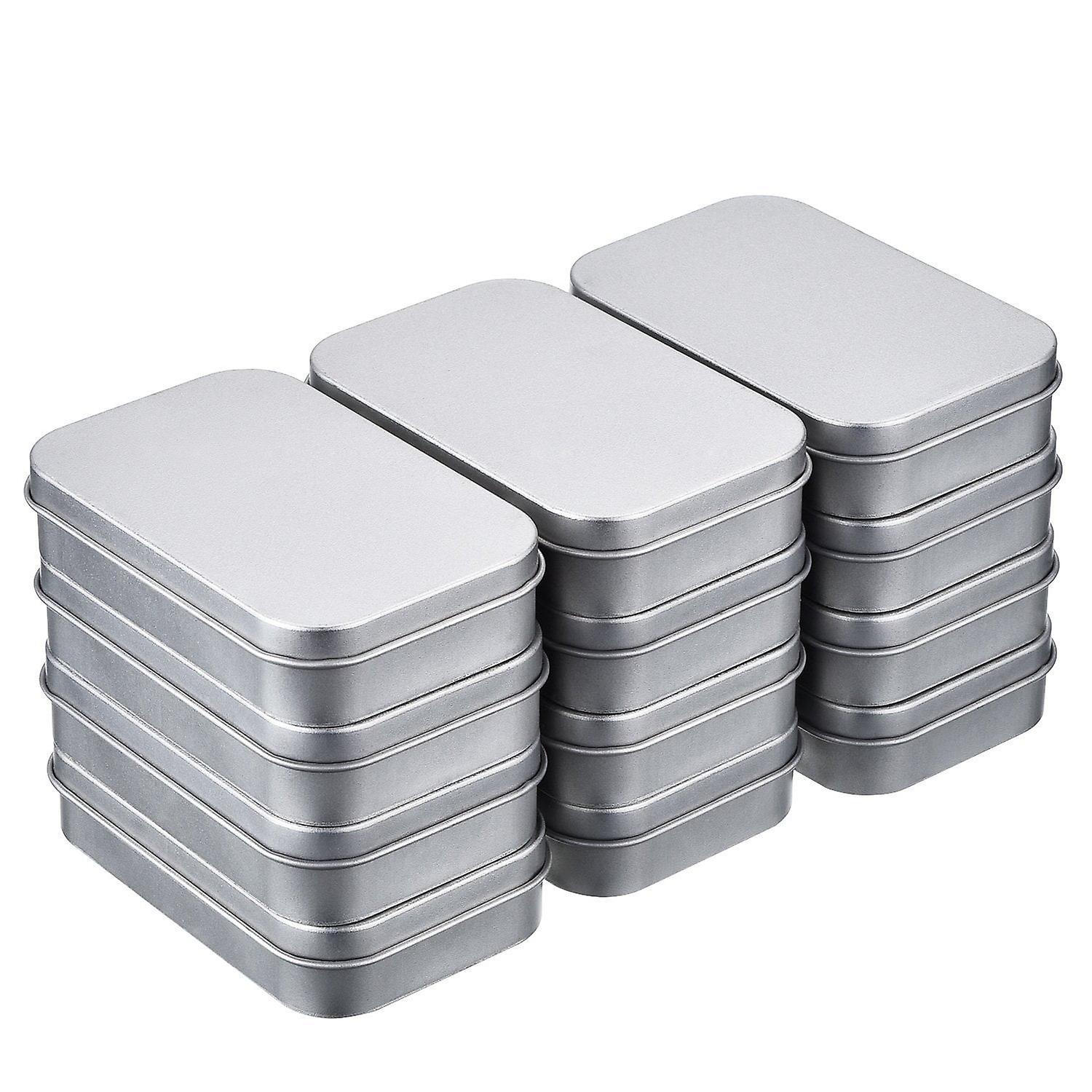 12-Pack 4.5 x 3.4 x 0.85 Inch Silver Metal Rectangular Empty Hinged Jar Box Container Portable