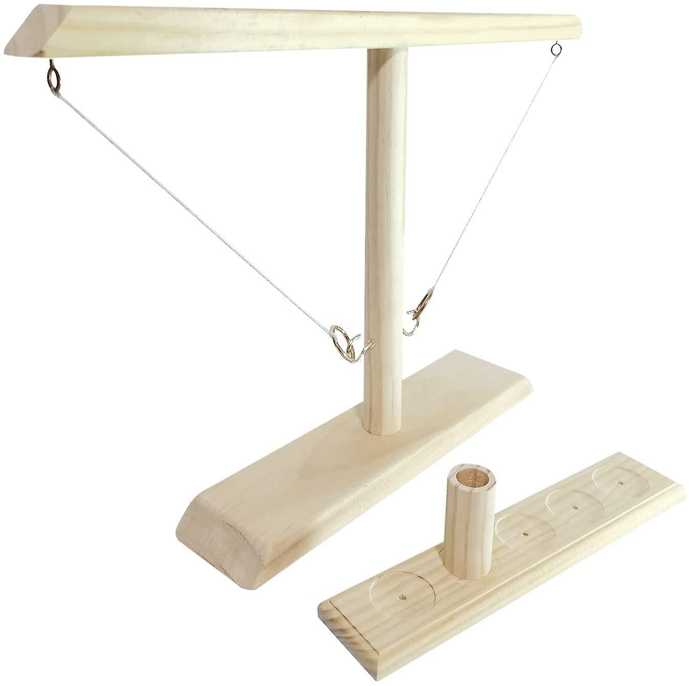 Handmade Wooden Ring Toss Game with Shot Ladder Bundle Fast-paced Interactive for Bars Home Party (E)