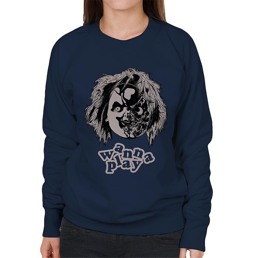 Chucky Half Face Wanna Play Women's Sweatshirt