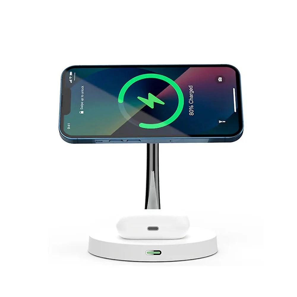 Dual Wireless Charger Fast Charging Pad For Iphone 12-14, Apple Watch, And Earbuds
