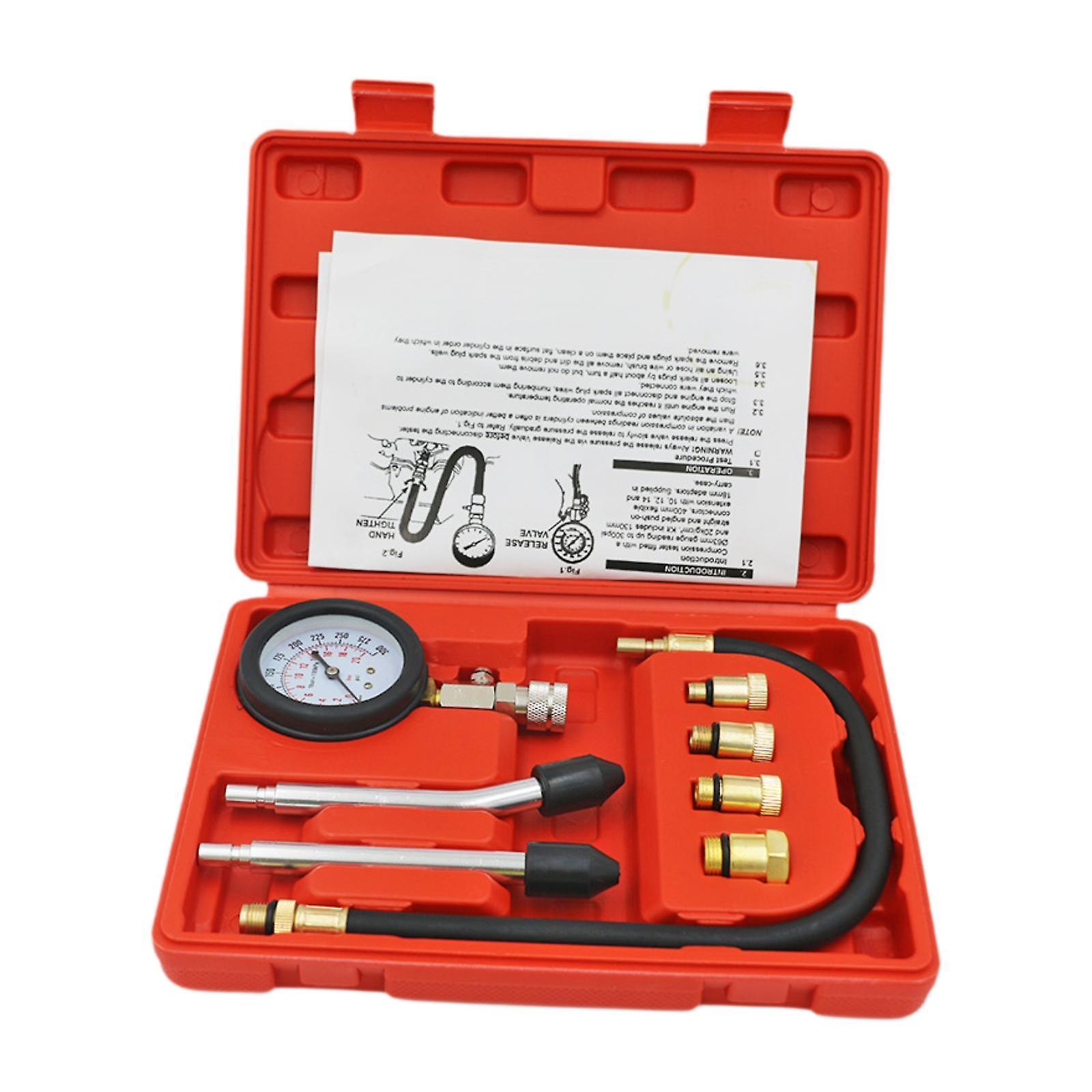 Engine Compression Tester Set Portable 0-300 PSI with Storage Box Test Gauge