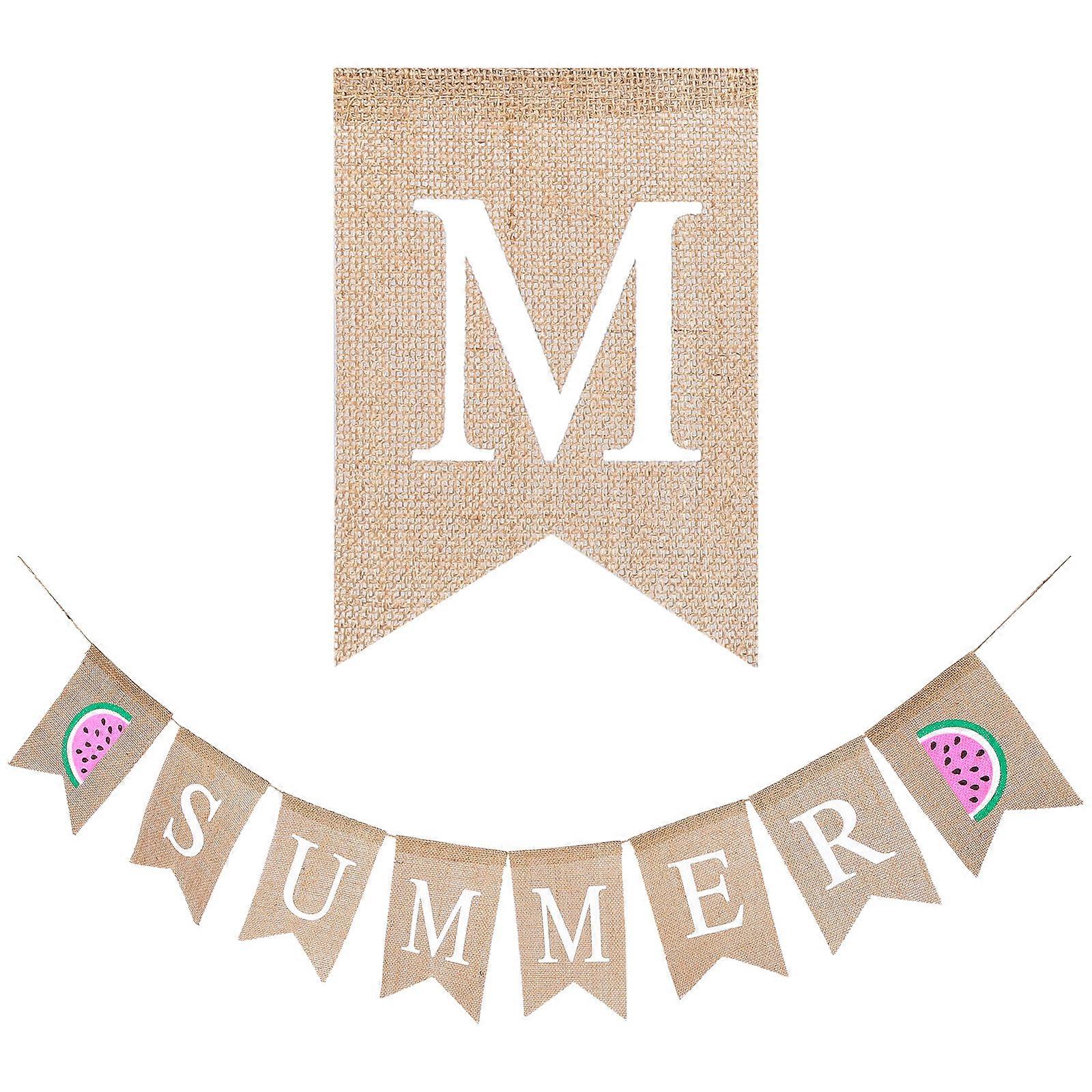 1 Pc Beautiful Burlap Letter Flag String Flag Wall Hanging Creative Tree Hanging