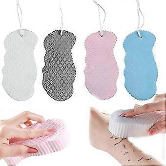 4 stykker eksfolierende badesvamp, badesvamp, massagesvamp, hvid, grå, pink, blå 14x7x3cm