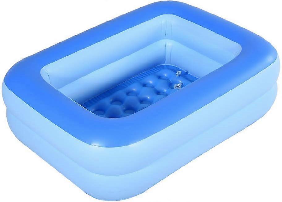 Uppblåsbar barnpool, 45" x 35" x 14" blå barnpool sommarvatten kul badkar med uppblåsbart mjukt golv