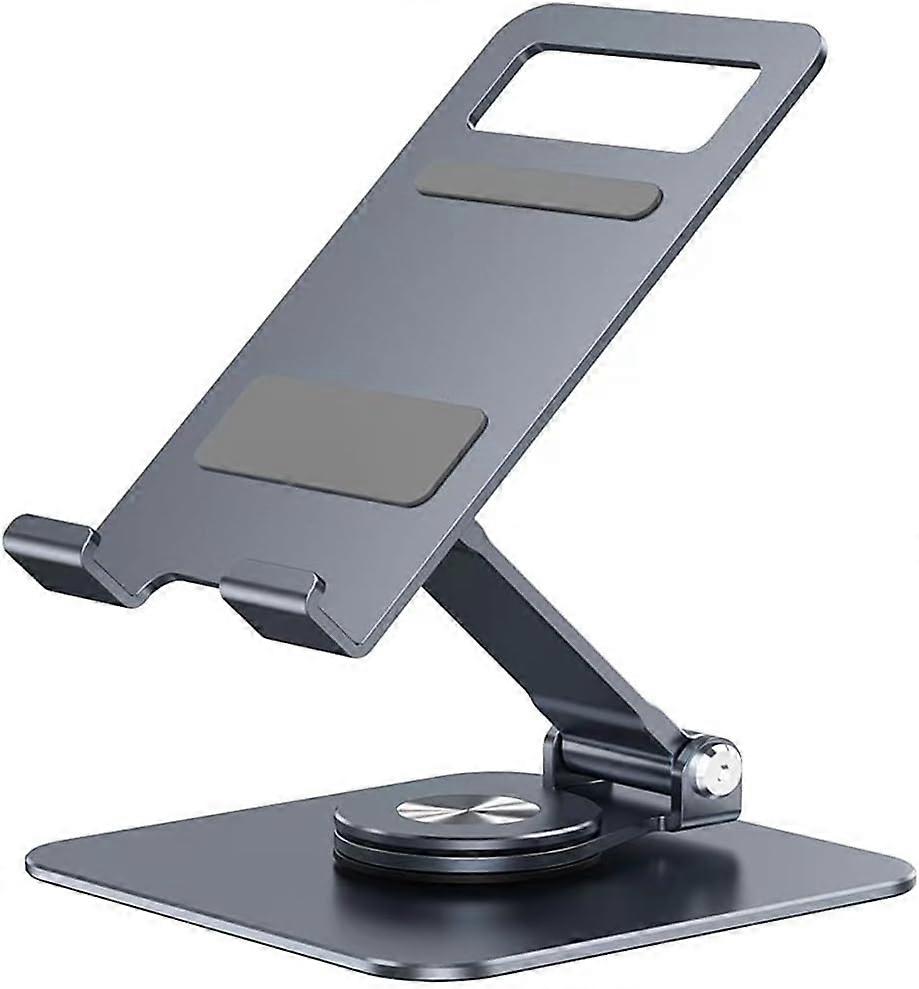 Tablet Stand, Aluminum Adjustable and Foldable Swivel Desktop Tablet Holder with 360 Degree Rotating Base, Cradle Stand