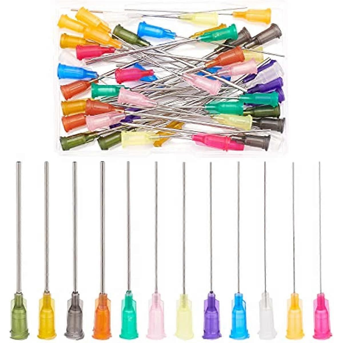 48PCS 2 Inch 12 Different Gauge Blunt Tip Glue Bottle Needles Dispensing Needle with 304 Stainless Steel Pin for Refilling E-Liquid Inks