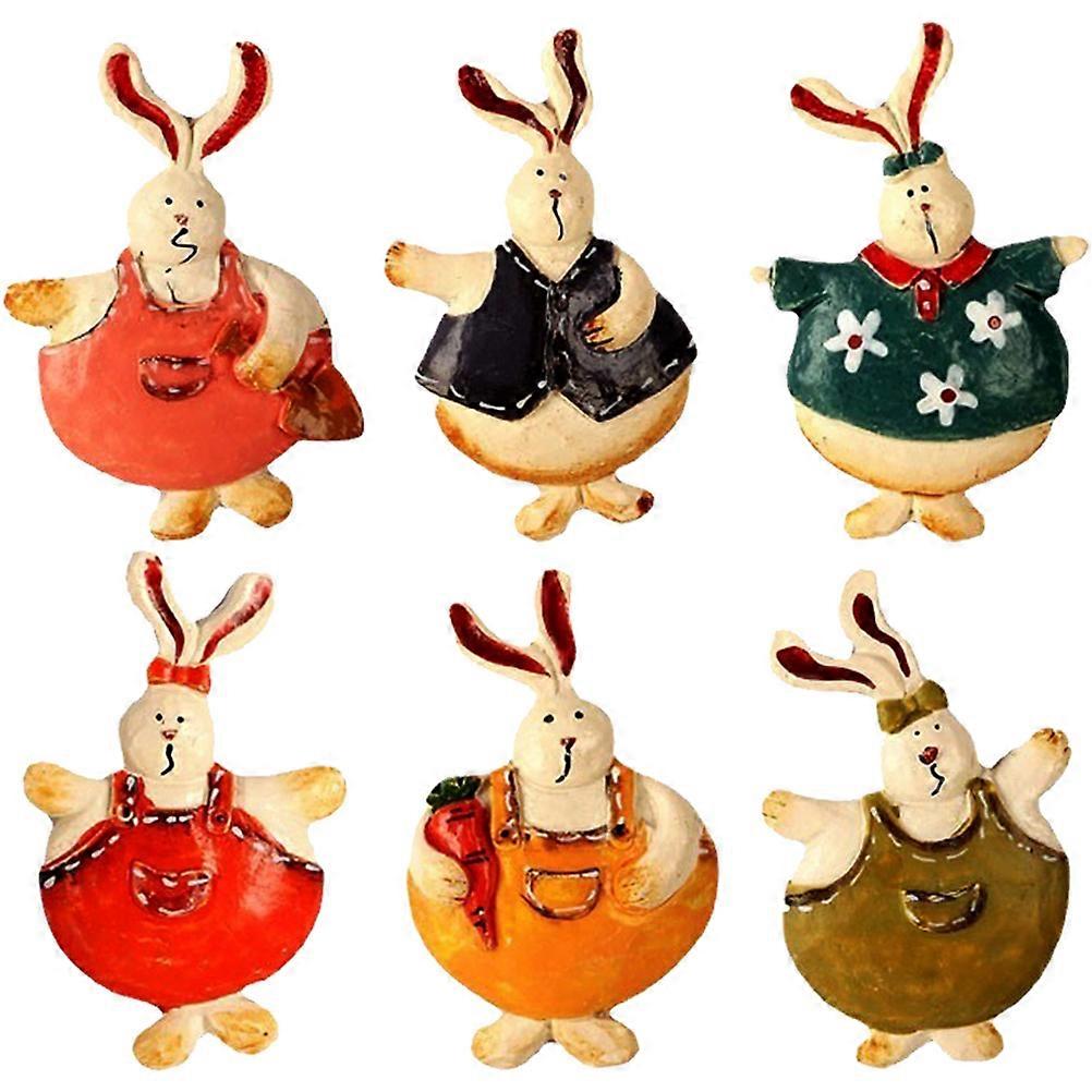 6pcs Bunny Fridge Magnet Compact Fridge Decor Easter Rabbit Refrigerator Magnet Mixed Style