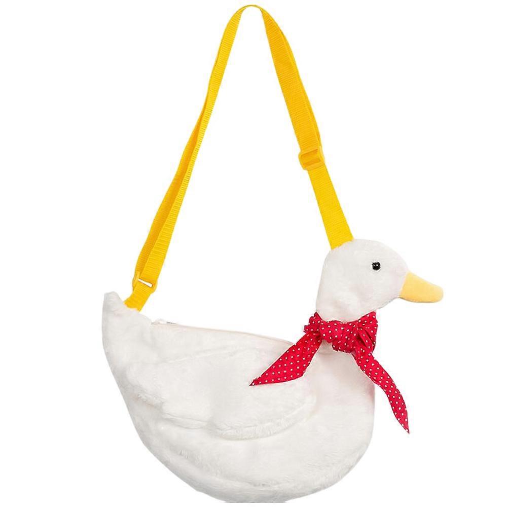 1pc Cartoon Simulation Adorable Duck Single-Shouder Bag Plush Backpack (White)