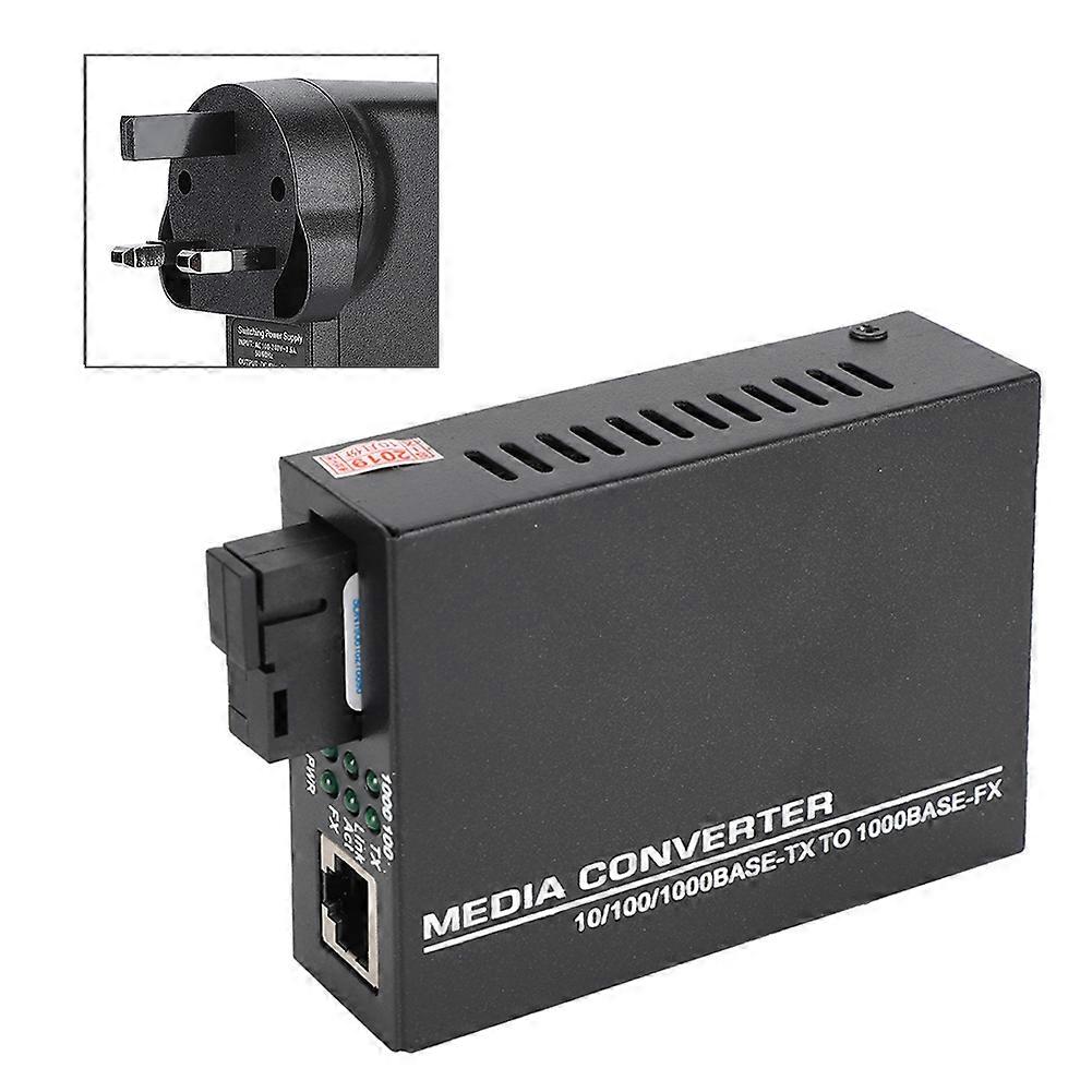 1000mbps Ethernet Fiber Optic Media Transceiver Single Mode Converter 100-240vuk