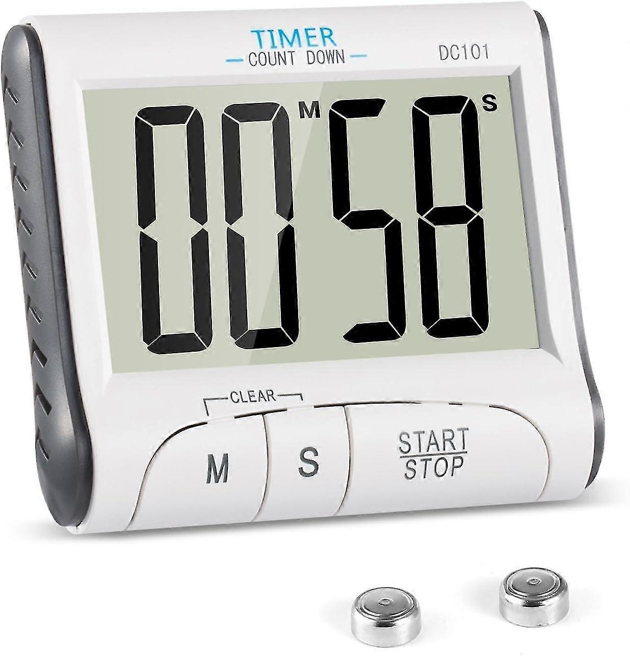 Kitchen Timer, Digital Magnetic Kitchen Timer Timer 24 Hours Alarm Clock with Large LCD Screen Retractable Stand
