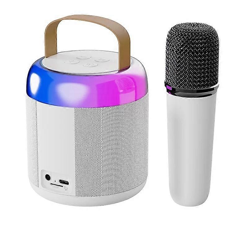 Weiße Karaoke-Maschine für Erwachsene und Kinder mit 1 drahtlosem Mikrofon, tragbarem Bluetooth-Lautsprecher
