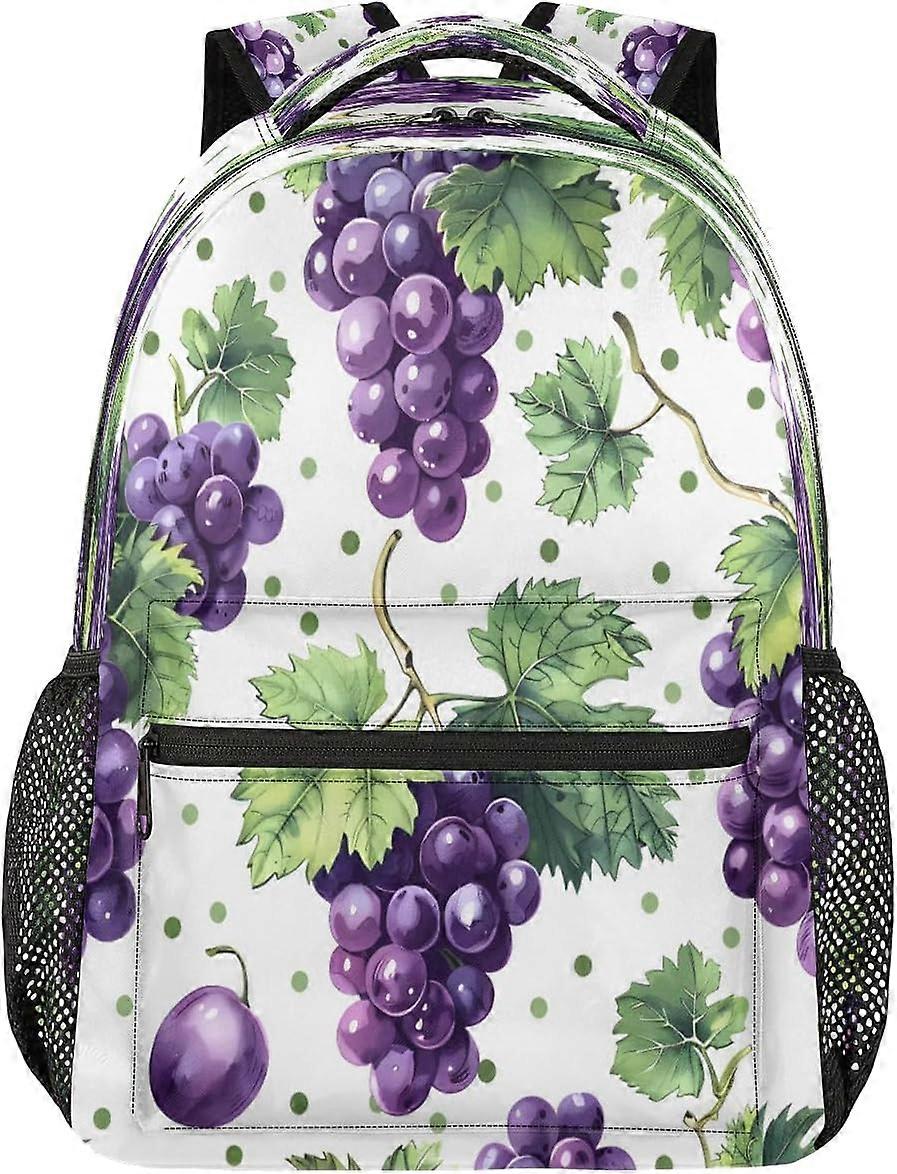 Travel Laptop Backpack Lightweight Backpack Waterproof High College Bookbag Casual Daypack Bag Colorful Bookbag Fruits - Grapes (8)