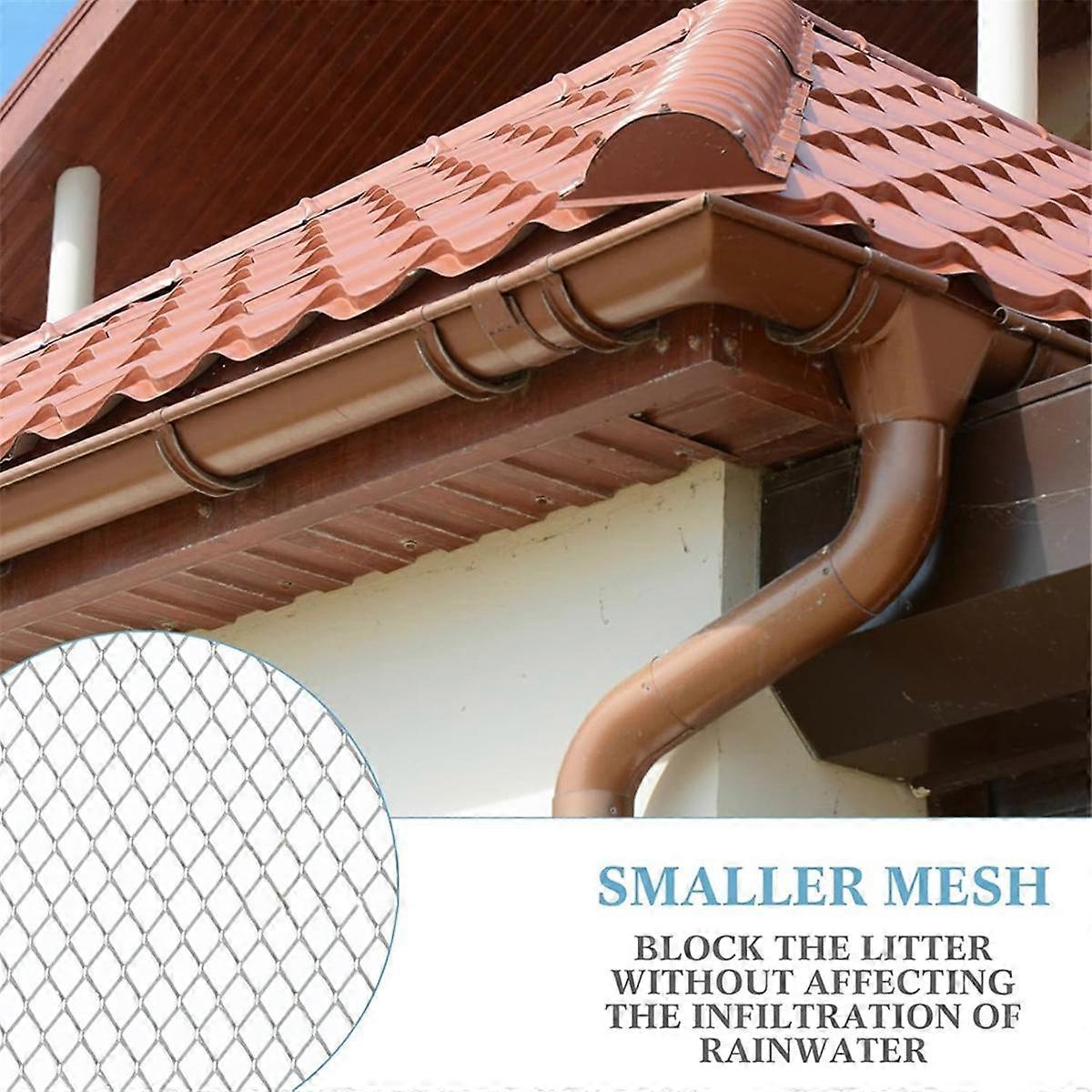 Gutter Guard Mesh Filter Gutter Cover DIY Gutter Screen Protection Netting Roll with 10 Fixed Cable Tie for Leaves