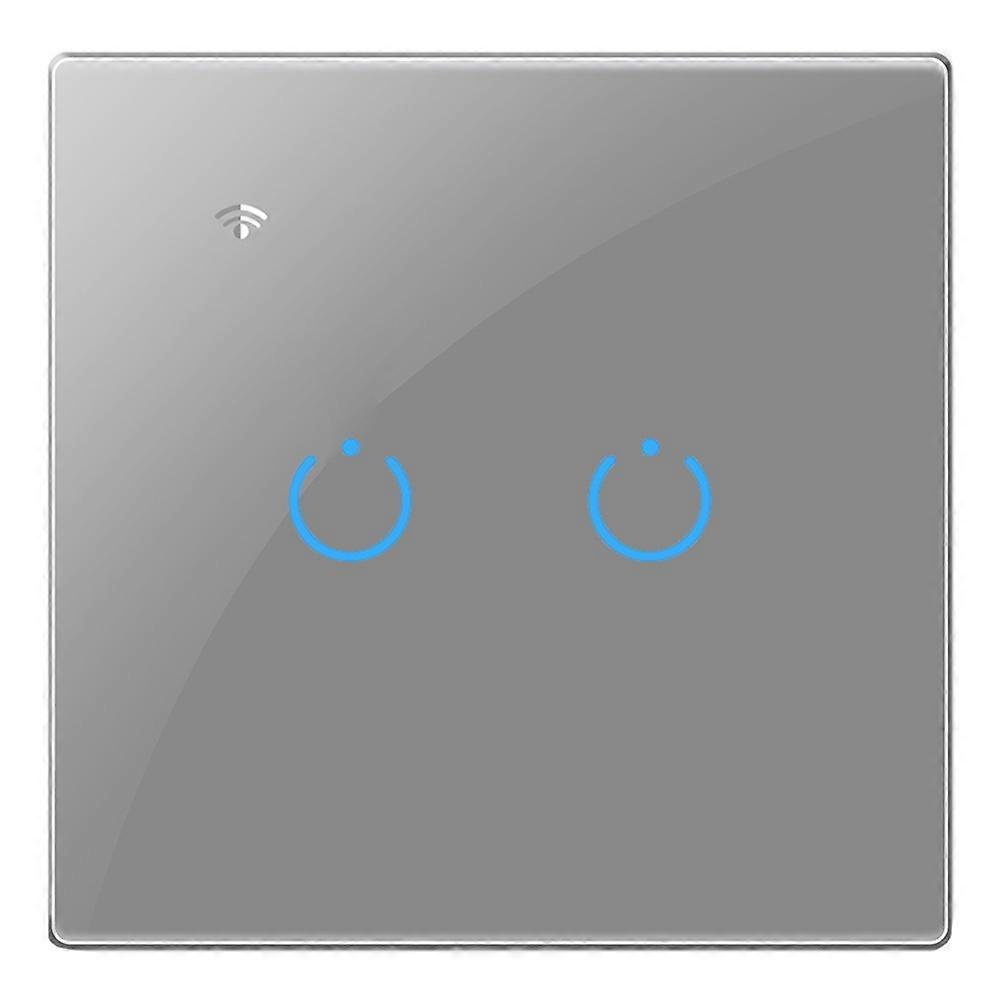Tuya Wifi Smart Switch Touch Light Switch Single Zero Fire Line Universal 2 Switch Grey